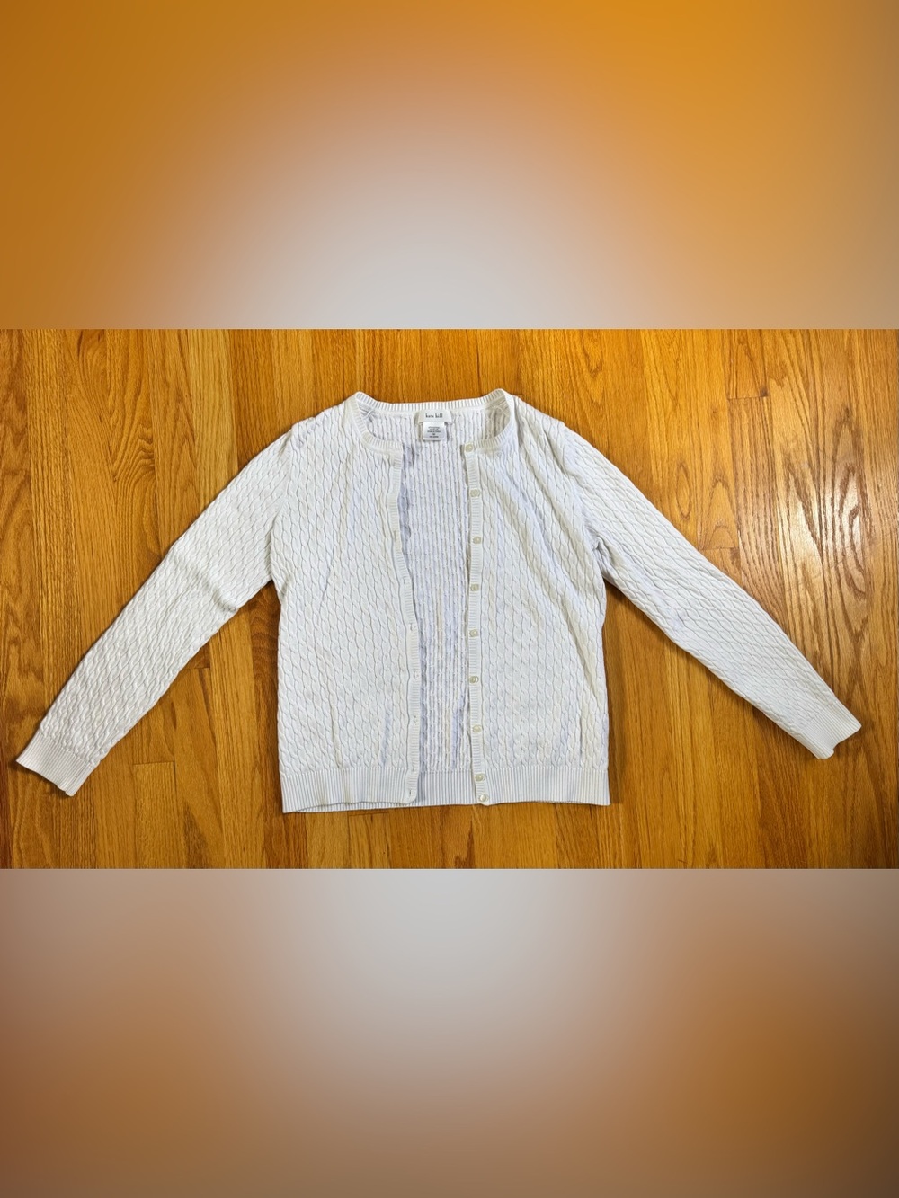 Kate Hill Cream Cable-Knit Button Cardigan